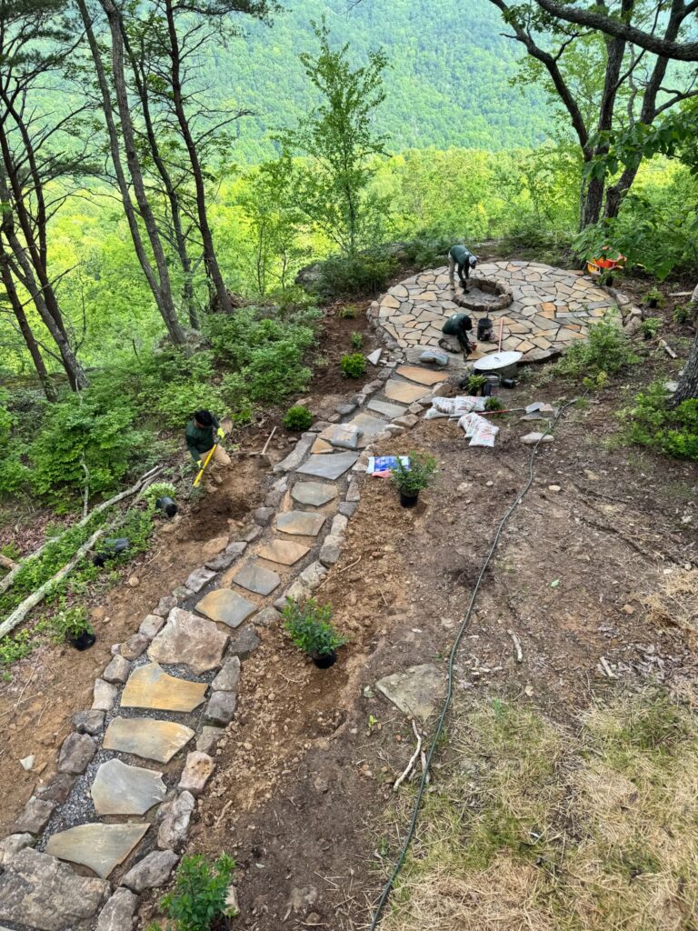 Fire pit overlook installed