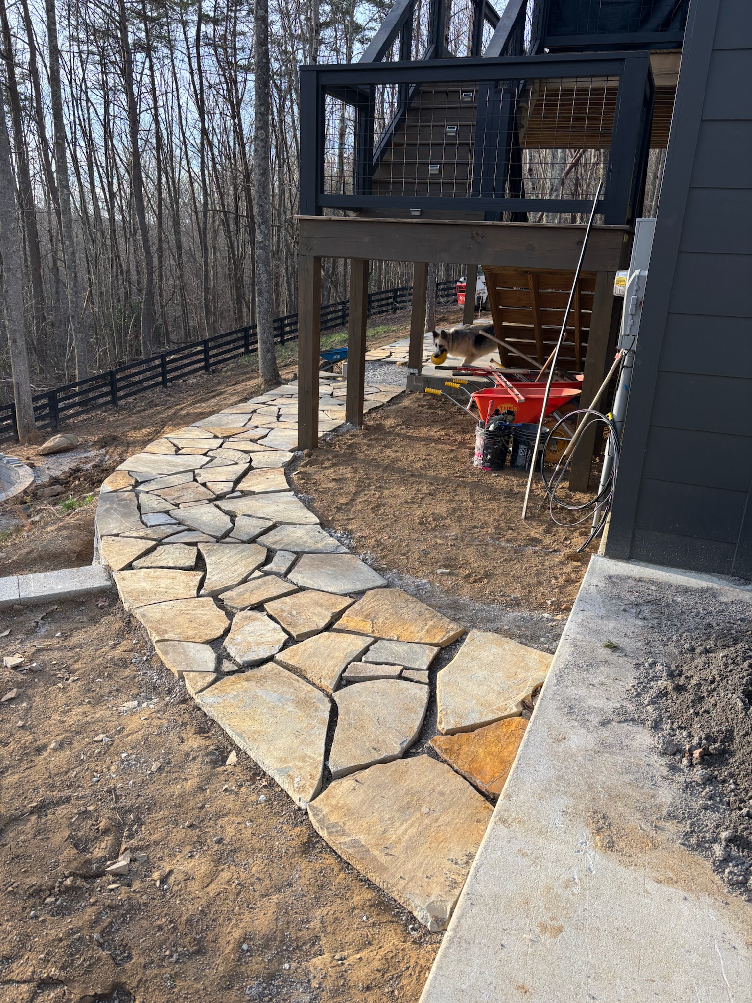 Paver walkway and garden bed installation in Chattanooga