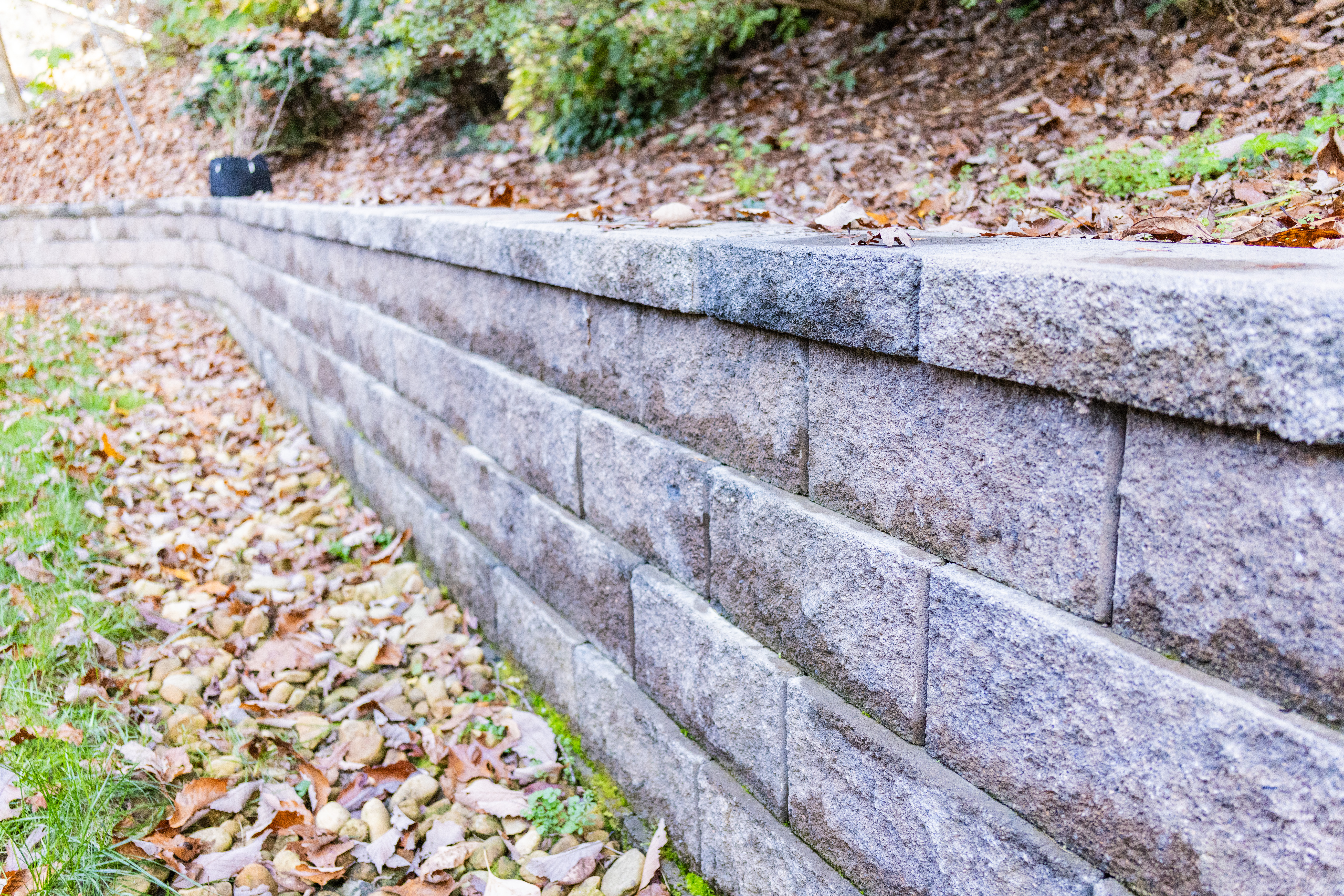 Block retaining wall for erosion control
